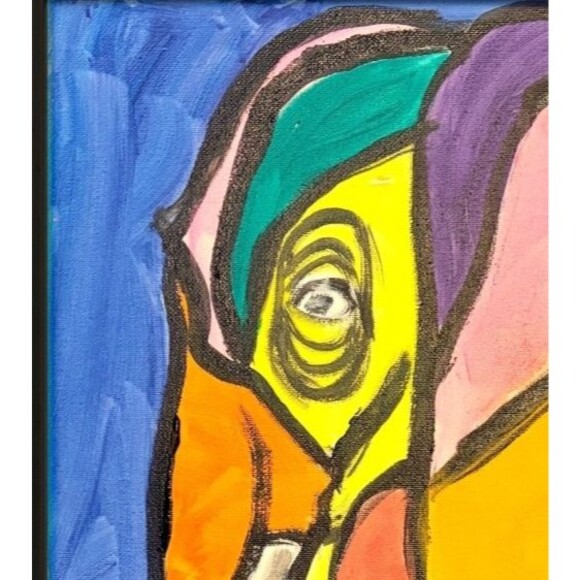 Bold Color Modern Abstract Art Original Canvas 14x11 mosaic elephant BPerry art - Picture 8 of 9